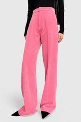 Pantalones de terciopelo de cintura alta - Rosa